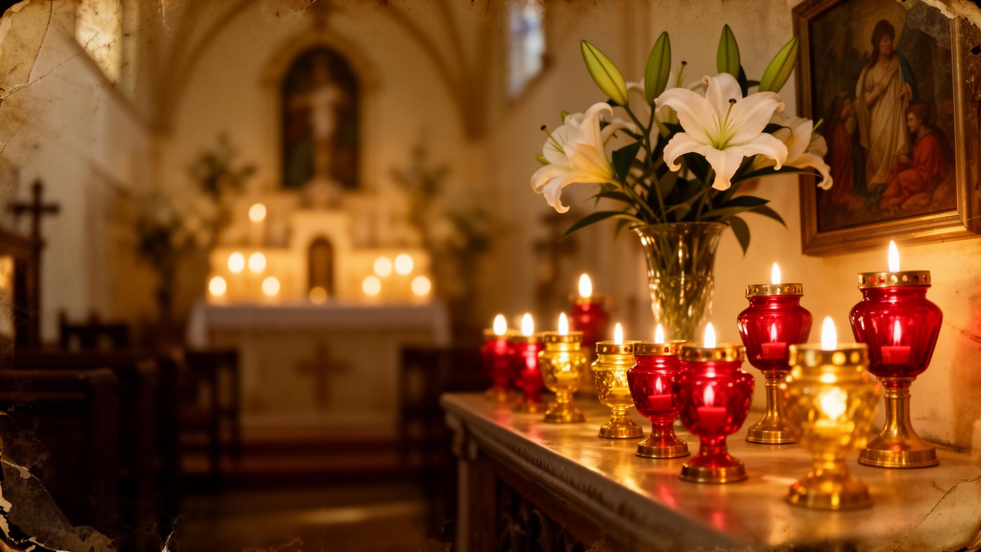 Velas acesas em uma capela